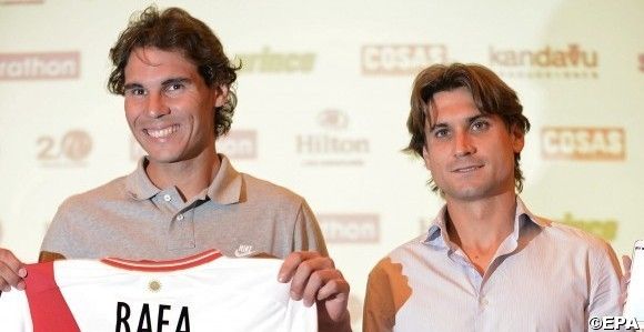 Spanish tennis players Rafael Nadal and David Ferrer in Lima