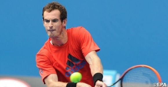British Andy Murray practices for the Australian Open tennis tournament at Melbourne Multi Purpose Venue Hisense Arena