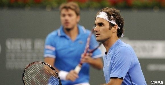 Roger Federer and Stanislas Wawrinka of Switzerland