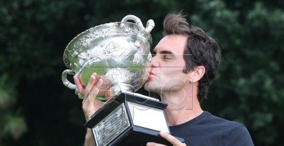 Men's singles grand slam winner Roger Federer visits Government House in Melbourne