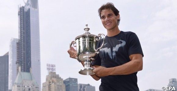 Rafael Nadal poses in Central Park after winning the US Open