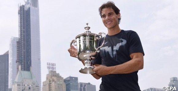 Rafael Nadal poses in Central Park after winning the US Open